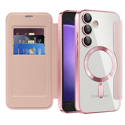 Custodia MagSafe per Samsung Galaxy S23 FE S711, Techsuit, SmartMag Book, Rosa