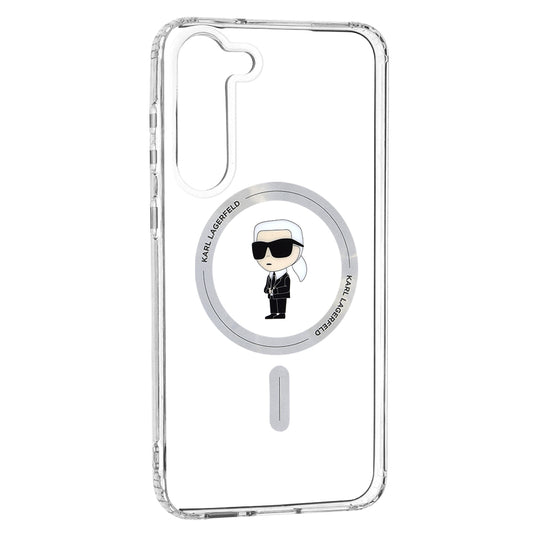 Custodia MagSafe per Samsung Galaxy S23+ S916, Karl Lagerfeld, IML Ikonik Karl, Trasparente