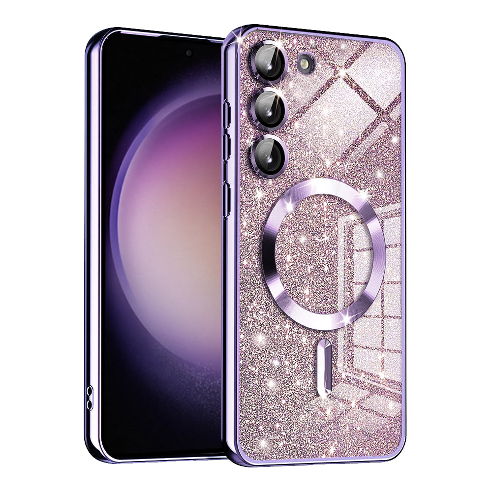 Custodia MagSafe per Samsung Galaxy S23+ S916, Techsuit, Luxury Glitter, Viola Chiaro