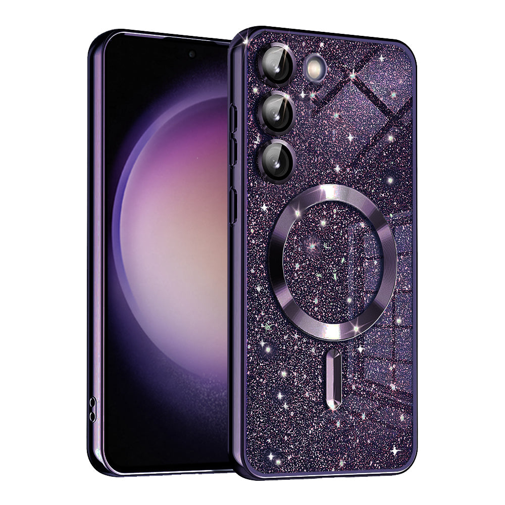 Custodia MagSafe per Samsung Galaxy S23+ S916, Techsuit, Luxury Glitter, Viola Scuro