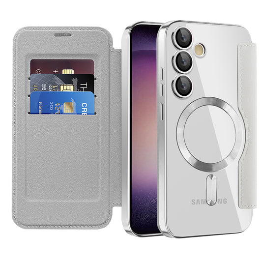 Custodia MagSafe per Samsung Galaxy S23+ S916, Techsuit, SmartMag Book, Grigio