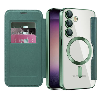 Custodia MagSafe per Samsung Galaxy S23+ S916, Techsuit, SmartMag Book, Verde