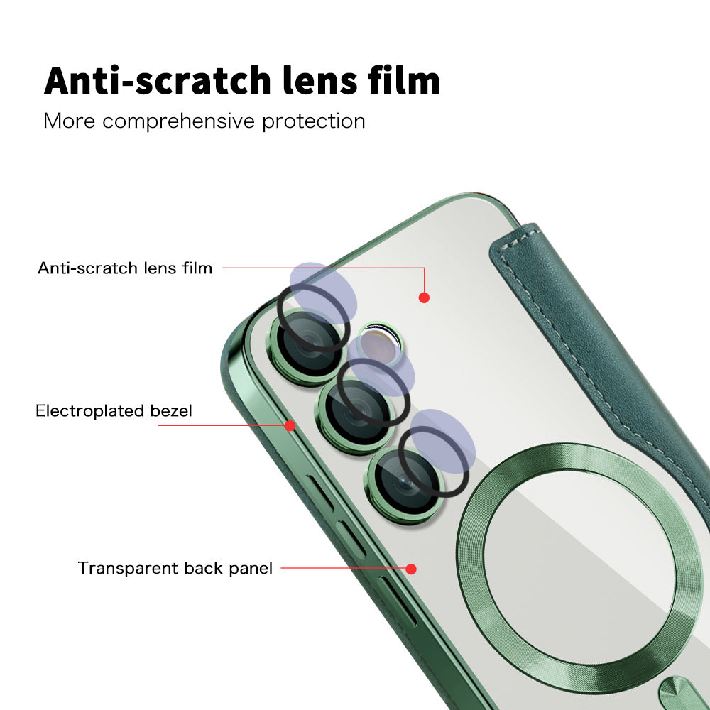 Custodia MagSafe per Samsung Galaxy S23+ S916, Techsuit, SmartMag Book, Verde