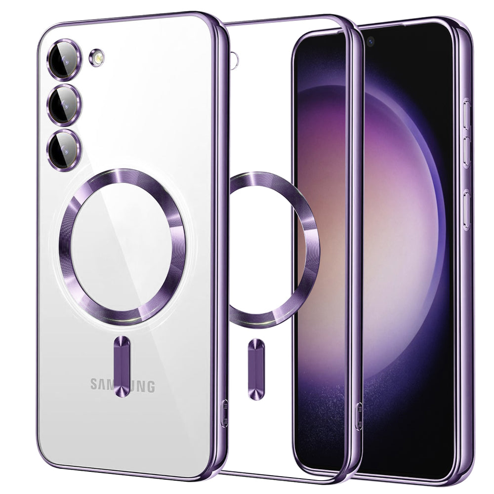 Custodia MagSafe per Samsung Galaxy S23 S911, Techsuit, Luxury Crystal, Viola Chiaro