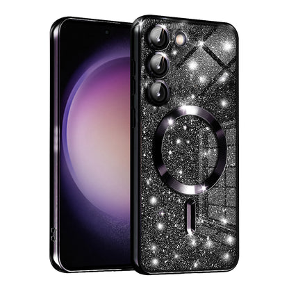 Custodia MagSafe per Samsung Galaxy S23 S911, Techsuit, Luxury Glitter, Nera