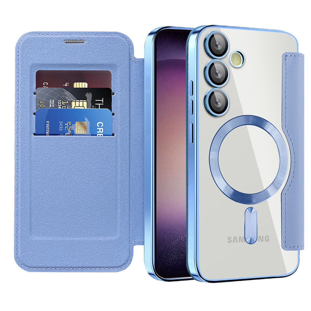 Custodia MagSafe per Samsung Galaxy S23 S911, Techsuit, SmartMag Book, Blu