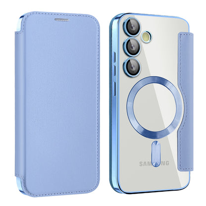 Custodia MagSafe per Samsung Galaxy S23 S911, Techsuit, SmartMag Book, Blu