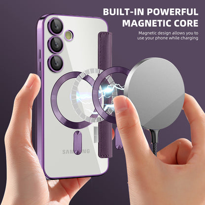 Custodia MagSafe per Samsung Galaxy S23 S911, Techsuit, SmartMag Book, Viola