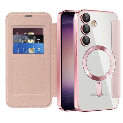 Custodia MagSafe per Samsung Galaxy S23 S911, Techsuit, SmartMag Book, Rosa