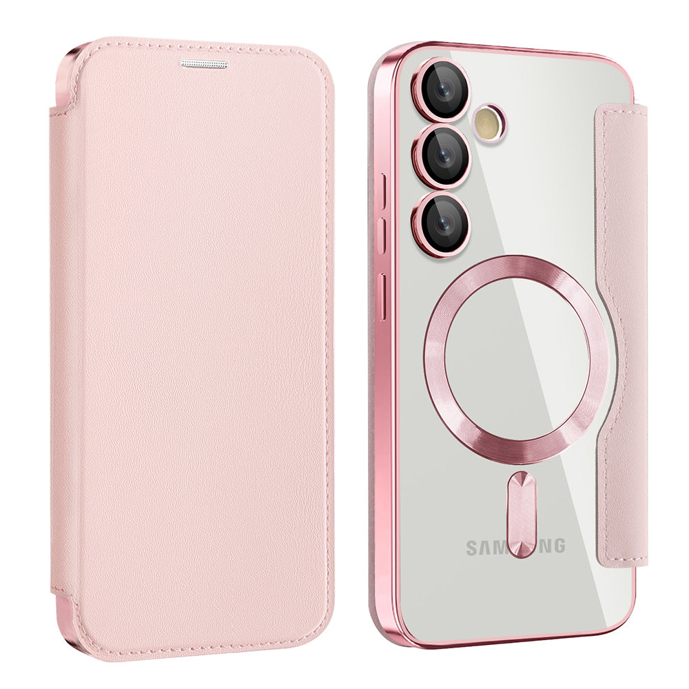 Custodia MagSafe per Samsung Galaxy S23 S911, Techsuit, SmartMag Book, Rosa