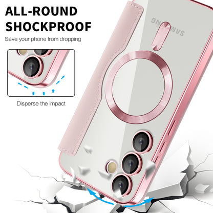 Custodia MagSafe per Samsung Galaxy S23 S911, Techsuit, SmartMag Book, Rosa
