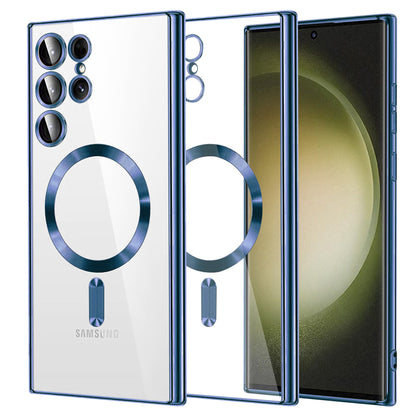 Custodia MagSafe per Samsung Galaxy S23 Ultra S918, Techsuit, Luxury Crystal, Blu Scuro