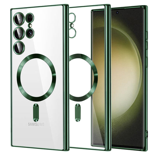 Custodia MagSafe per Samsung Galaxy S23 Ultra S918, Techsuit, Luxury Crystal, Verde Scuro