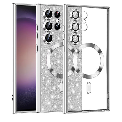 Custodia MagSafe per Samsung Galaxy S23 Ultra S918, Techsuit, Luxury Glitter, Argento