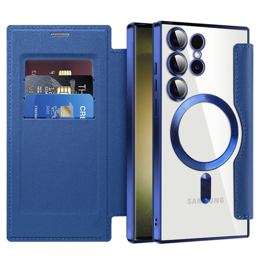 Custodia MagSafe per Samsung Galaxy S23 Ultra S918, Techsuit, SmartMag Book, Blu