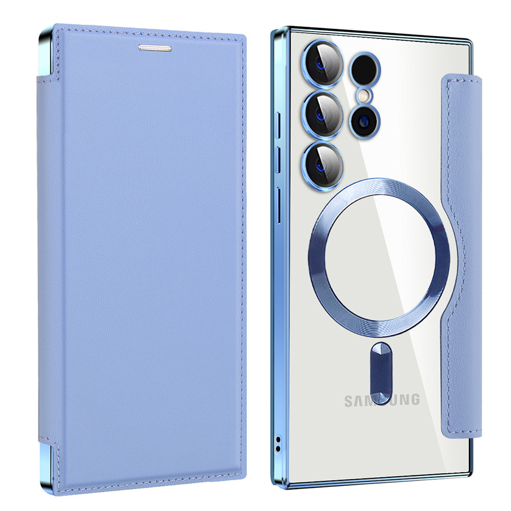 Custodia MagSafe per Samsung Galaxy S23 Ultra S918, Techsuit, SmartMag Book, Blu
