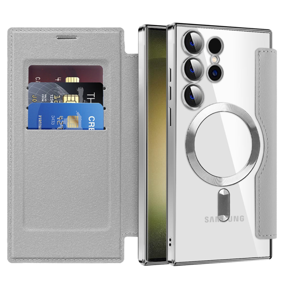 Custodia MagSafe per Samsung Galaxy S23 Ultra S918, Techsuit, SmartMag Book, Grigio