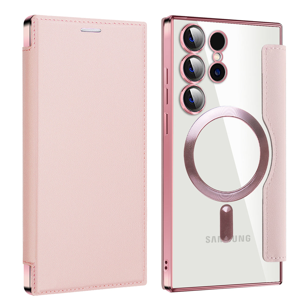 Custodia MagSafe per Samsung Galaxy S23 Ultra S918, Techsuit, SmartMag Book, Rosa