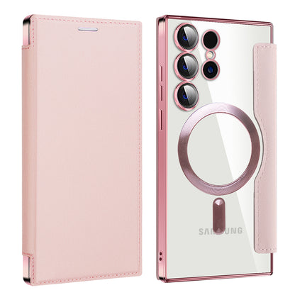 Custodia MagSafe per Samsung Galaxy S23 Ultra S918, Techsuit, SmartMag Book, Rosa