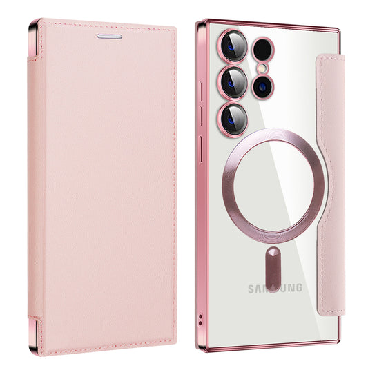 Custodia MagSafe per Samsung Galaxy S23 Ultra S918, Techsuit, SmartMag Book, Rosa