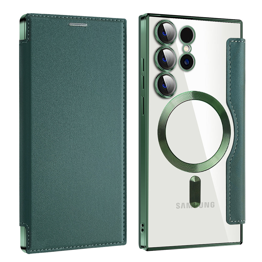 Custodia MagSafe per Samsung Galaxy S23 Ultra S918, Techsuit, SmartMag Book, Verde