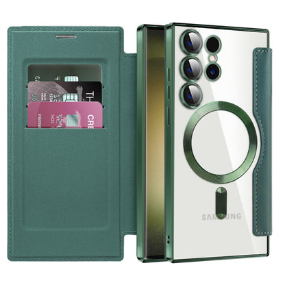 Custodia MagSafe per Samsung Galaxy S23 Ultra S918, Techsuit, SmartMag Book, Verde