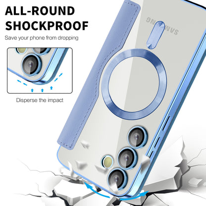 Custodia MagSafe per Samsung Galaxy S24 FE S721, Techsuit, SmartMag Book, Blu