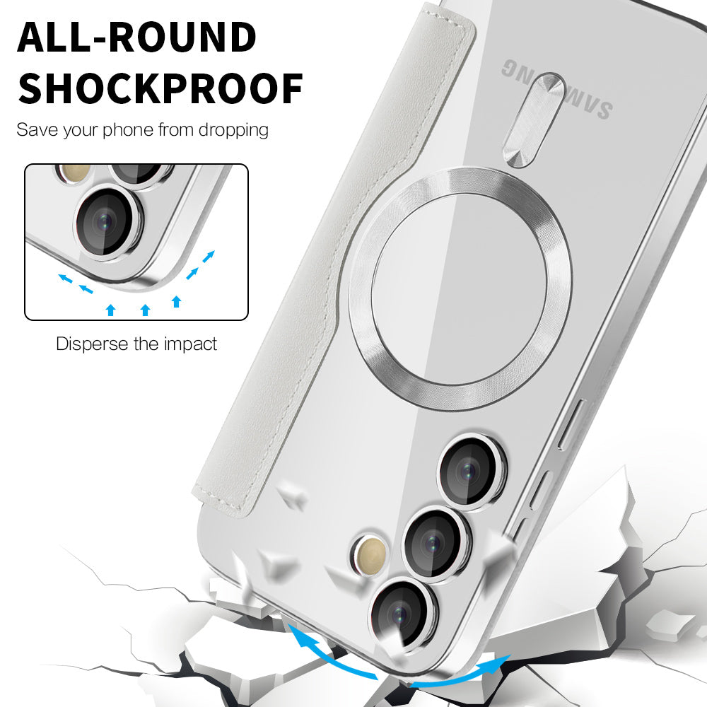 Custodia MagSafe per Samsung Galaxy S24 FE S721, Techsuit, SmartMag Book, Grigio