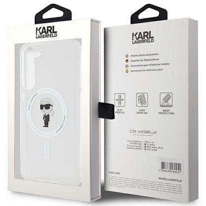 Custodia MagSafe per Samsung Galaxy S24+ S926, Karl Lagerfeld, IML Ikonik Karl, Trasparente