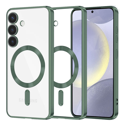 Custodia MagSafe per Samsung Galaxy S24+ S926, Techsuit, Luxury Crystal, Verde Scuro