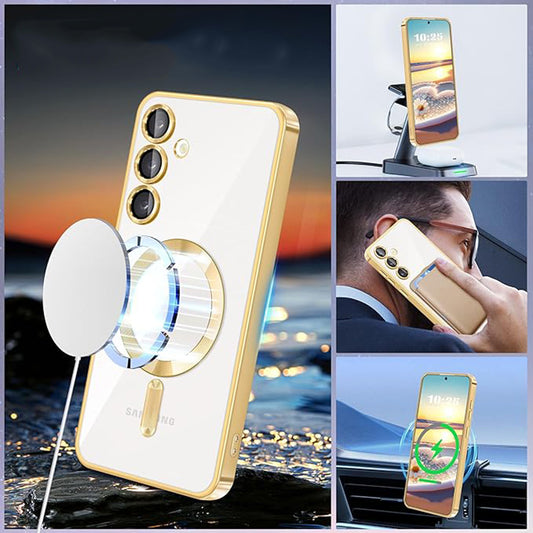 Custodia MagSafe per Samsung Galaxy S24+ S926, Techsuit, Luxury Crystal, Verde Scuro