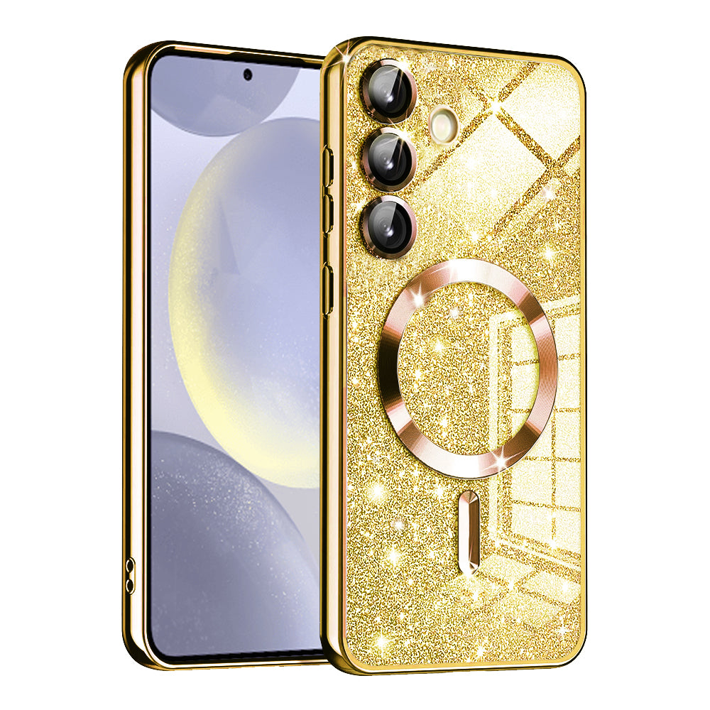 Custodia MagSafe per Samsung Galaxy S24+ S926, Techsuit, Luxury Glitter, Dorata