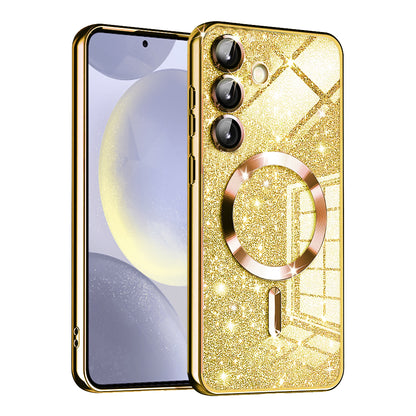 Custodia MagSafe per Samsung Galaxy S24+ S926, Techsuit, Luxury Glitter, Dorata