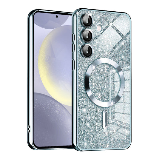 Custodia MagSafe per Samsung Galaxy S24+ S926, Techsuit, Luxury Glitter, Blu