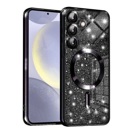 Custodia MagSafe per Samsung Galaxy S24+ S926, Techsuit, Luxury Glitter, Nera