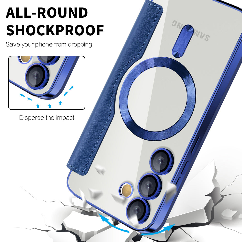 Custodia MagSafe per Samsung Galaxy S24+ S926, Techsuit, SmartMag Book, Blu