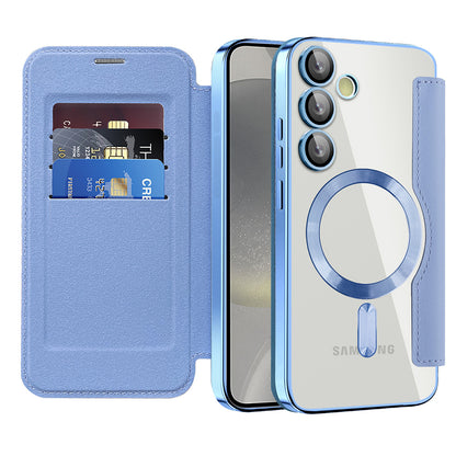Custodia MagSafe per Samsung Galaxy S24+ S926, Techsuit, SmartMag Book, Blu
