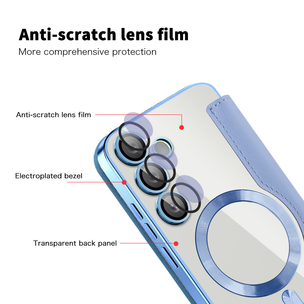 Custodia MagSafe per Samsung Galaxy S24+ S926, Techsuit, SmartMag Book, Blu