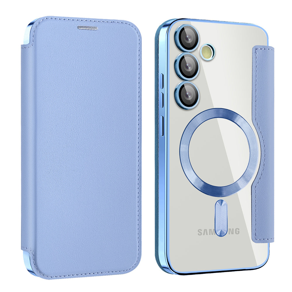 Custodia MagSafe per Samsung Galaxy S24+ S926, Techsuit, SmartMag Book, Blu