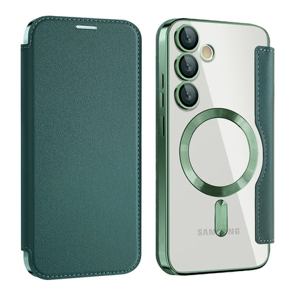 Custodia MagSafe per Samsung Galaxy S24+ S926, Techsuit, SmartMag Book, Verde