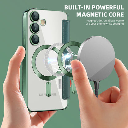 Custodia MagSafe per Samsung Galaxy S24+ S926, Techsuit, SmartMag Book, Verde