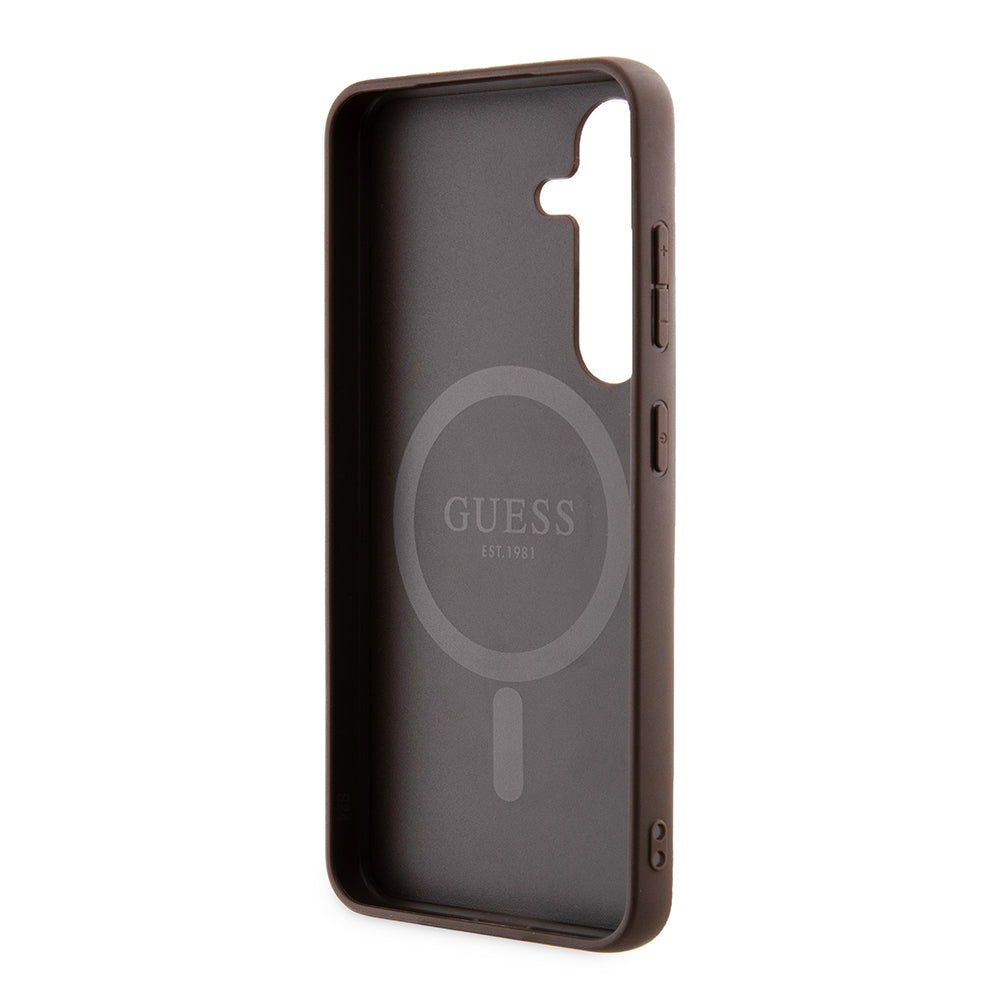 Custodia MagSafe per Samsung Galaxy S24 S921, Guess, 4G Collection, Marrone