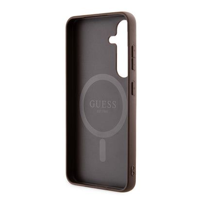 Custodia MagSafe per Samsung Galaxy S24 S921, Guess, 4G Collection, Marrone