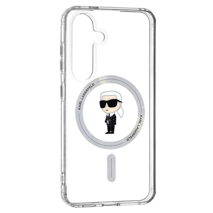 Custodia MagSafe per Samsung Galaxy S24 S921, Karl Lagerfeld, IML Ikonik Karl, Trasparente