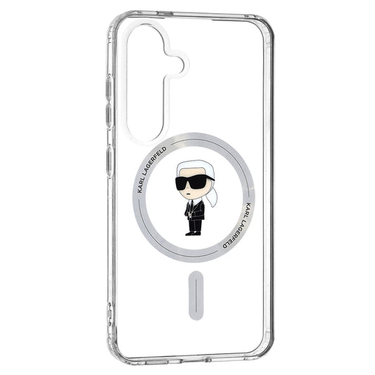 Custodia MagSafe per Samsung Galaxy S24 S921, Karl Lagerfeld, IML Ikonik Karl, Trasparente