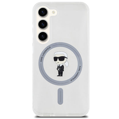 Custodia MagSafe per Samsung Galaxy S24 S921, Karl Lagerfeld, IML Ikonik Karl, Trasparente