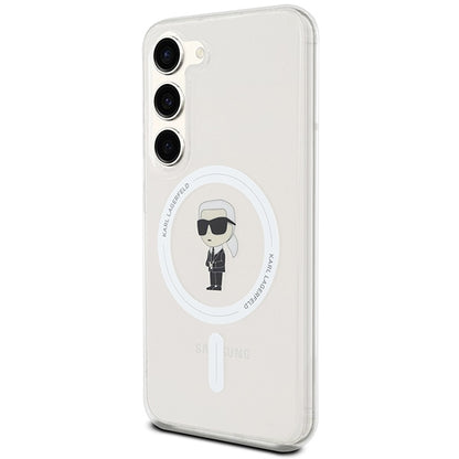 Custodia MagSafe per Samsung Galaxy S24 S921, Karl Lagerfeld, IML Ikonik Karl, Trasparente