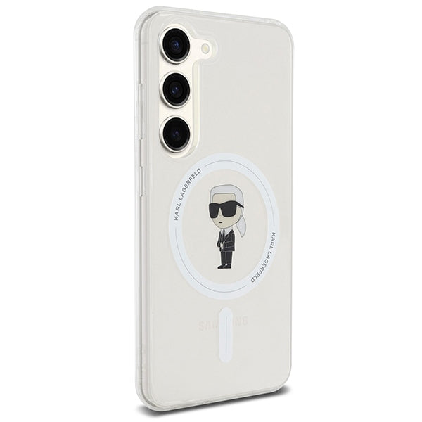 Custodia MagSafe per Samsung Galaxy S24 S921, Karl Lagerfeld, IML Ikonik Karl, Trasparente