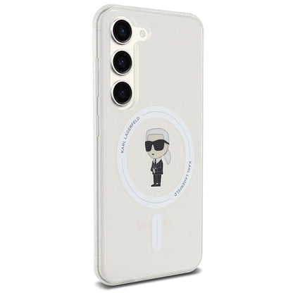 Custodia MagSafe per Samsung Galaxy S24 S921, Karl Lagerfeld, IML Ikonik Karl, Trasparente