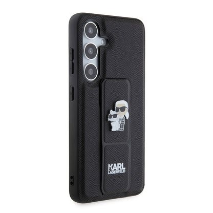 MagSafe Case for Samsung Galaxy S24 S921, Karl Lagerfeld, Saffiano Gripstand Karl & Choupette, Black